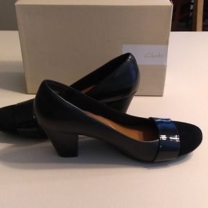 Clarks Black Leather Heels